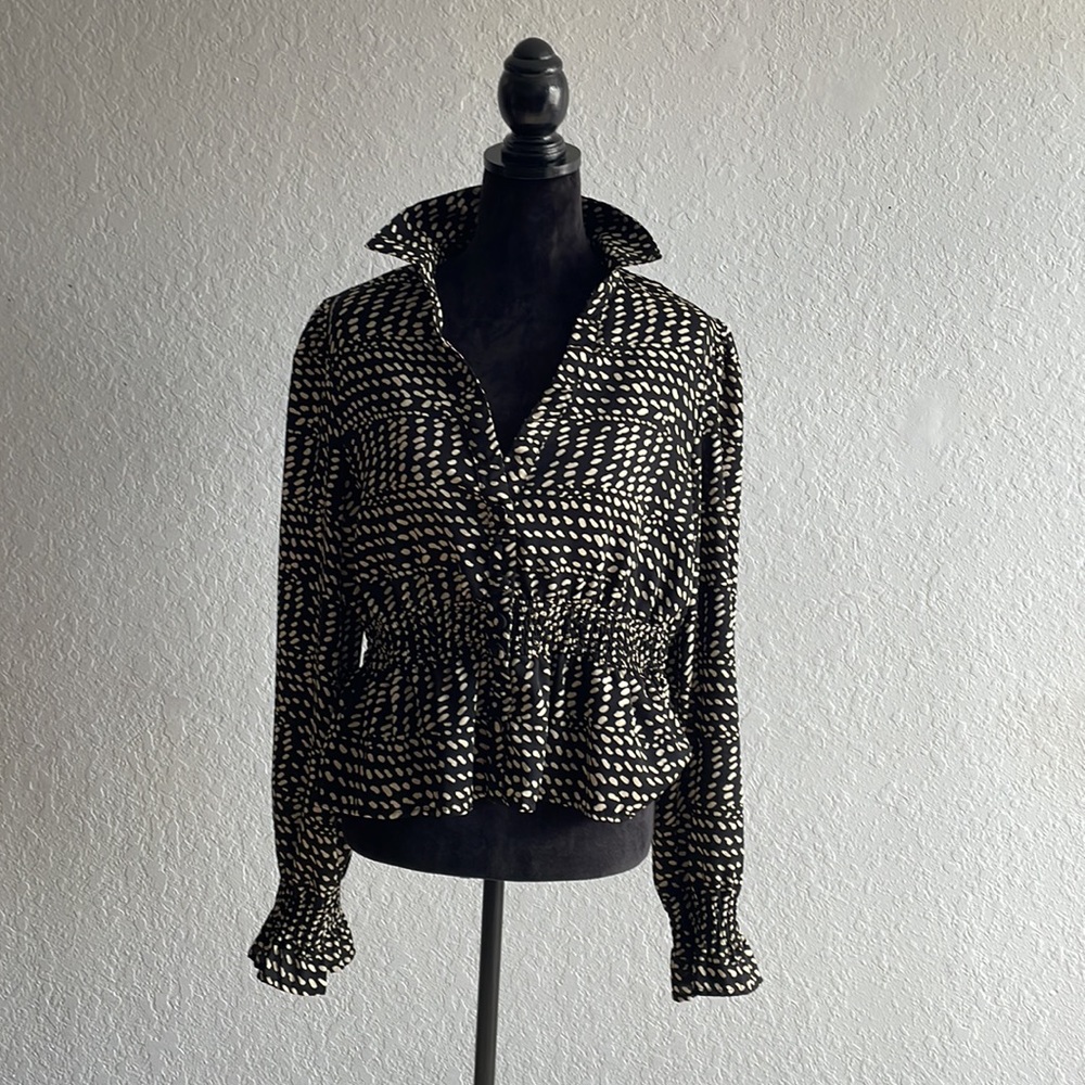 Large Express black and cream dots blouse